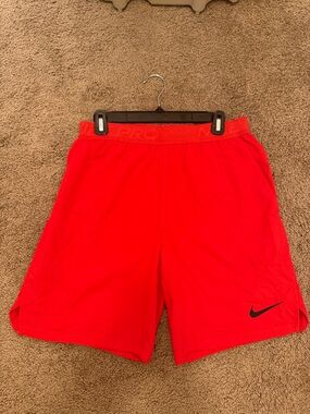 Nike Men’s Bright Red Training Shorts with Black Swoosh